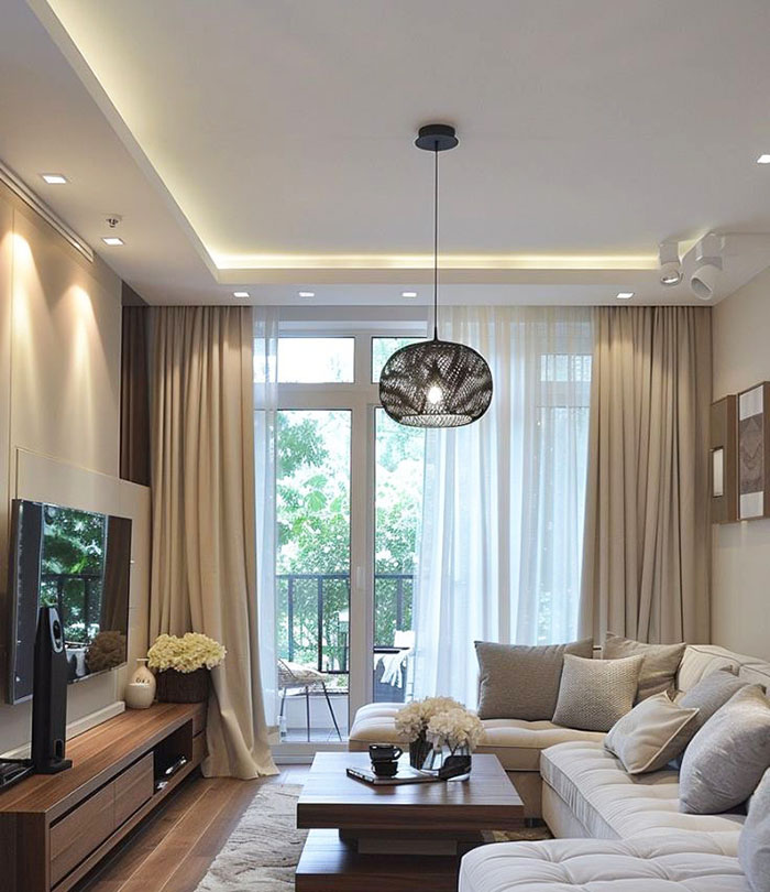 Thi công trần phòng khách